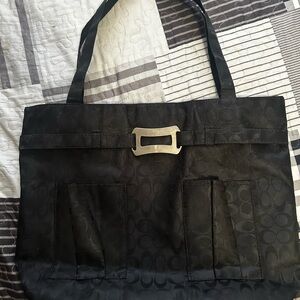 Coach Black Tote Bag with Silver Accent